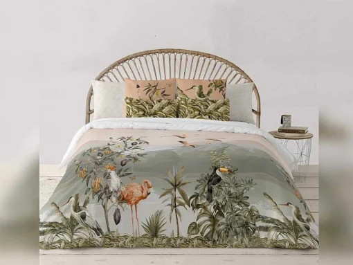 Housse De Couette 100% Coton 1 Piece Rose Paysage 200X240