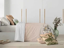Housse De Couette 100% Coton 1 Piece Rose Paysage 200X240