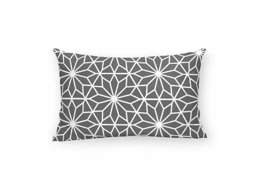 Housse De Coussin 100% Coton 1 Piece Gris Imprime Geometrique 30X50