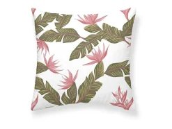 Housse De Coussin 100% Coton 1 Piece Blanc A Motifs Floraux 50X50