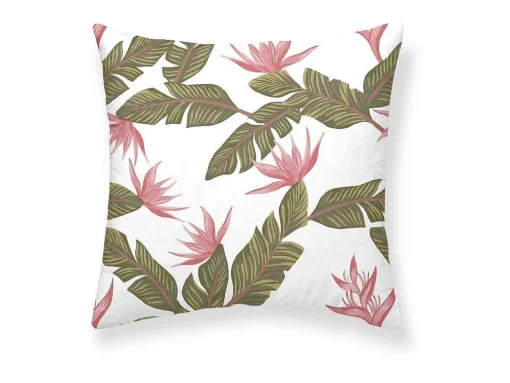 Housse De Coussin 100% Coton 1 Piece Blanc A Motifs Floraux 50X50