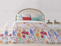 Housse De Coussin 100% Coton 1 Piece Blanc Imprime Floral 30X50