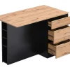 Ilha Central De Cozinha Com 6 Gavetas E 4 Nichos Em Mdf Natural Claro E Preto - Pomarela