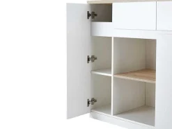 Ilha Central De Cozinha Com Espacos De Arrumação Mdf Branco E Natural - Belaza