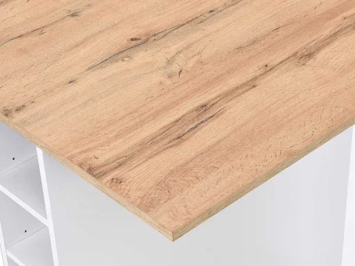 Ilha Central De Cozinha Com 6 Gavetas E 4 Nichos Em Mdf Natural Claro E Branco - Pomarela