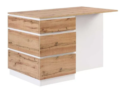 Ilha Central De Cozinha Com 6 Gavetas E 4 Nichos Em Mdf Natural Claro E Branco - Pomarela