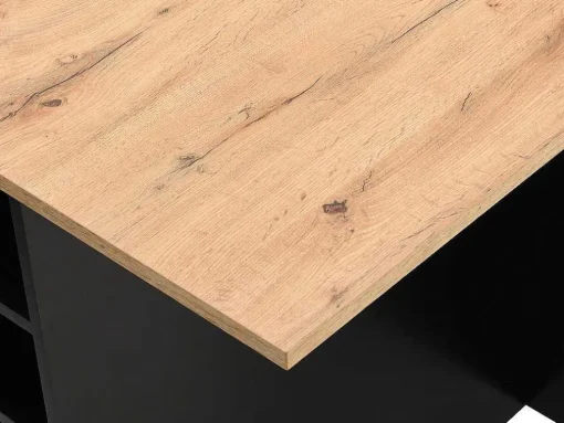Ilha Central De Cozinha Com 6 Gavetas E 4 Nichos Em Mdf Natural Claro E Preto - Pomarela