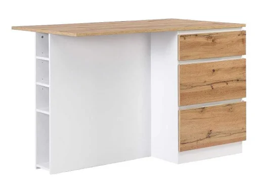 Ilha Central De Cozinha Com 6 Gavetas E 4 Nichos Em Mdf Natural Claro E Branco - Pomarela