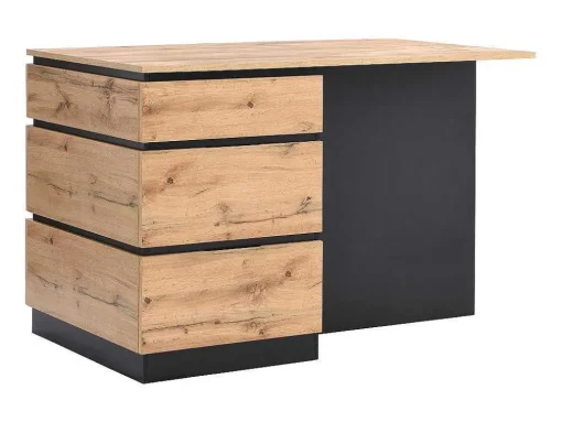 Ilha Central De Cozinha Com 6 Gavetas E 4 Nichos Em Mdf Natural Claro E Preto - Pomarela