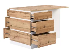 Ilha Central De Cozinha Com 6 Gavetas E 4 Nichos Em Mdf Natural Claro E Branco - Pomarela