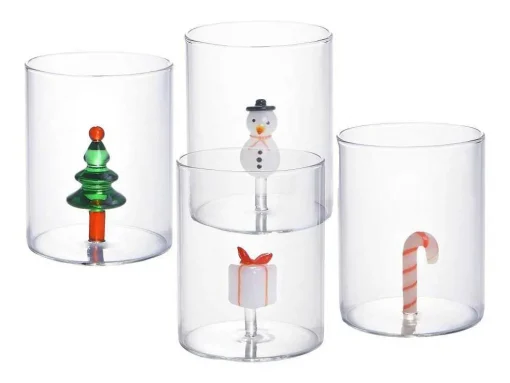 Jarro + Conjunto De 4 Copos Com Motivos De Natal - Scopa