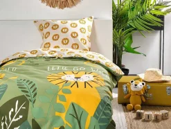 Jogo De Cama De Criança Algodao 57 Fios/Cm , Capa De Edredão 140 X 200 Cm + 1 Fronha 63 X 63 Cm, Motivo Selva - Junglia