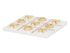 Jogo De Tabuleiro, Jogo Do Galo, Marmore E Latao Dourado E Branco, C20,5 X A2,5 X L20,5 Cm - Tactoe