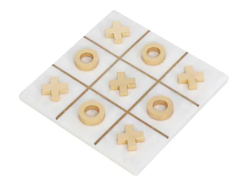 Jogo De Tabuleiro, Jogo Do Galo, Marmore E Latao Dourado E Branco, C20,5 X A2,5 X L20,5 Cm - Tactoe