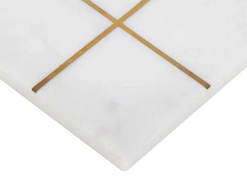 Jogo De Tabuleiro, Jogo Do Galo, Marmore E Latao Dourado E Branco, C20,5 X A2,5 X L20,5 Cm - Tactoe