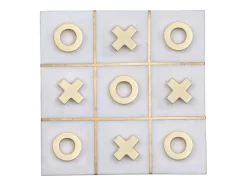 Jogo De Tabuleiro, Jogo Do Galo, Marmore E Latao Dourado E Branco, C20,5 X A2,5 X L20,5 Cm - Tactoe