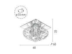 Lampada De Tecto Cristaldream, Cromio, 60X60X35 Cm, Epikasa