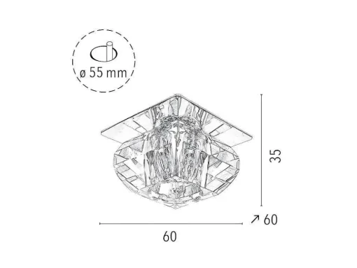 Lampada De Tecto Cristaldream, Cromio, 60X60X35 Cm, Epikasa