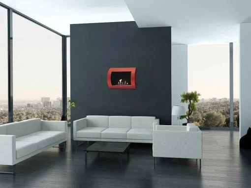 Lareira A Etanol De Parede Com Painel Frontal Curvo