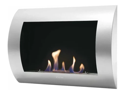 Lareira A Etanol De Parede Com Painel Frontal Curvo