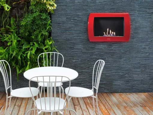 Lareira A Etanol De Parede Com Painel Frontal Curvo
