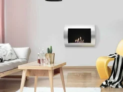 Lareira A Etanol De Parede Com Painel Frontal Curvo