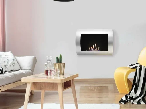 Lareira A Etanol De Parede Com Painel Frontal Curvo