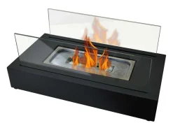 Lareira De Mesa A Etanol Com Dois Lustres De Vidro Temperado