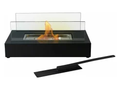 Lareira De Mesa A Etanol Com Dois Lustres De Vidro Temperado