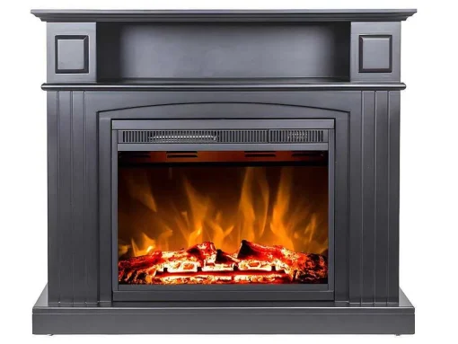Lareira Elétrica De Chao Lopevi - Com Cornija - C99 X L25 X A82,5 Cm - Preto