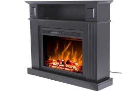 Lareira Elétrica De Chao Lopevi - Com Cornija - C99 X L25 X A82,5 Cm - Preto
