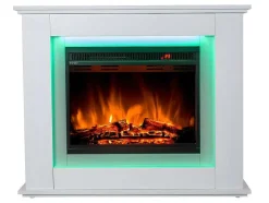Lareira Elétrica De Pe Nevado - Com Cobertura - Leds - C100 X L27,5 X A82,5 Cm - Branco