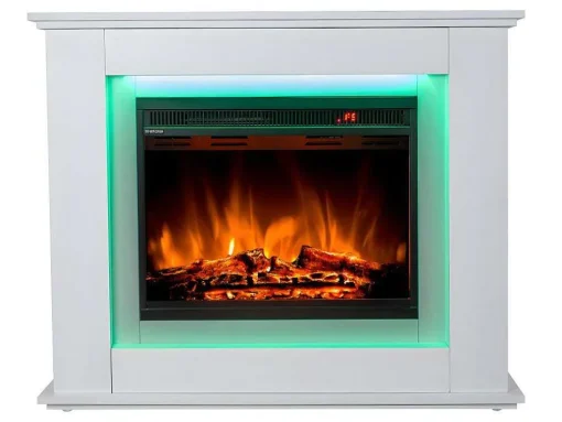 Lareira Elétrica De Pe Nevado - Com Cobertura - Leds - C100 X L27,5 X A82,5 Cm - Branco