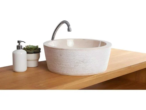 Lavatório De Casa De Banho Em Marmore Marble - Cor Creme