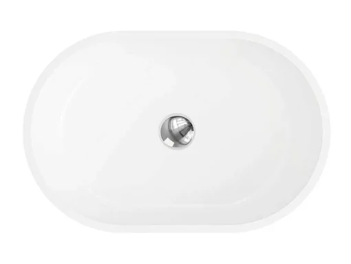 Lavatório De Casa De Banho Oval Em Solid Surface Cor Branco De 58 Cm - Sengli