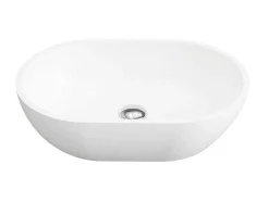 Lavatório De Casa De Banho Oval Em Solid Surface Cor Branco De 58 Cm - Sengli