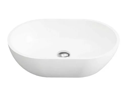 Lavatório De Casa De Banho Oval Em Solid Surface Cor Branco De 58 Cm - Sengli