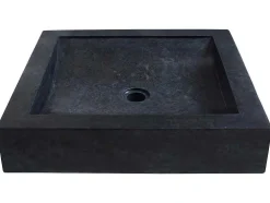 Lavatório De Pousar Retangular Em Marmore Preto 50 Cm - Sourgout