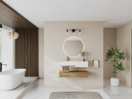 Lavatório Suspenso Em Solid Surface Com Nicho Cor Branco De C80 X L40 X A20 Cm - Goyoko