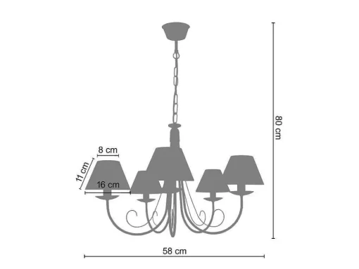 Lustre Tosel Cote D'Ivoire A Tecido Braco Preto D84 X H90 Cm