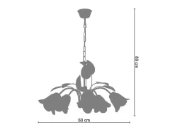 Lustre Tosel Eglantine Vidro Braco Branqueado D60 X H80 Cm