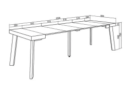 Mesa Consola Extensivel, 260, Para 12 Péssoas, Pés De Madeira, Carvahlo