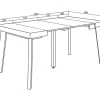 Mesa Consola Extensivel, 160, Para 8 Péssoas, Pés De Madeira, Preto