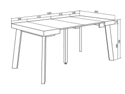 Mesa Consola Extensivel, 160, Para 8 Péssoas, Pés De Madeira, Preto