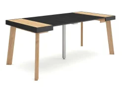 Mesa Consola Extensivel, 180, Para 8 Péssoas, Pés De Madeira, Carvahlo E Preto