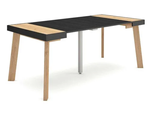 Mesa Consola Extensivel, 180, Para 8 Péssoas, Pés De Madeira, Carvahlo E Preto