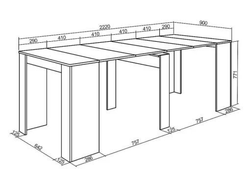 Mesa Consola Extensivel, 220, Para 10 Péssoas, Mesa De Jantar, Branco