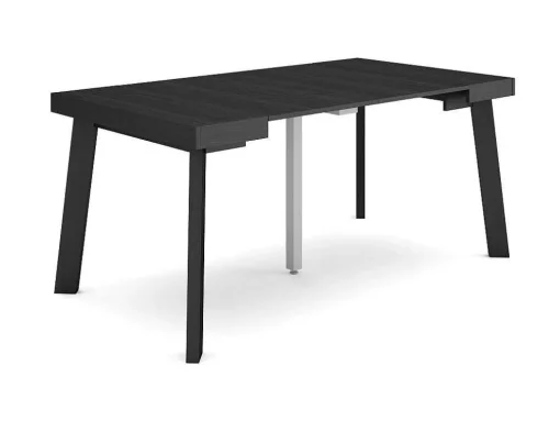 Mesa Consola Extensivel, 160, Para 8 Péssoas, Pés De Madeira, Preto
