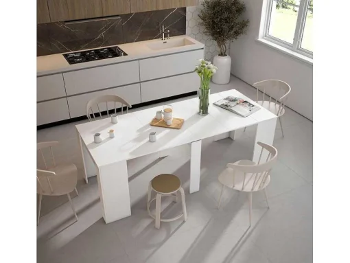 Mesa Consola Extensivel, 220, Para 10 Péssoas, Mesa De Jantar, Branco