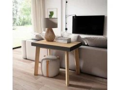 Mesa Consola Extensivel, 180, Para 8 Péssoas, Pés De Madeira, Carvahlo E Preto